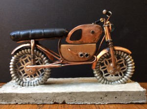 steampunk mixed media motorcycle sculpture ready for art doll riders