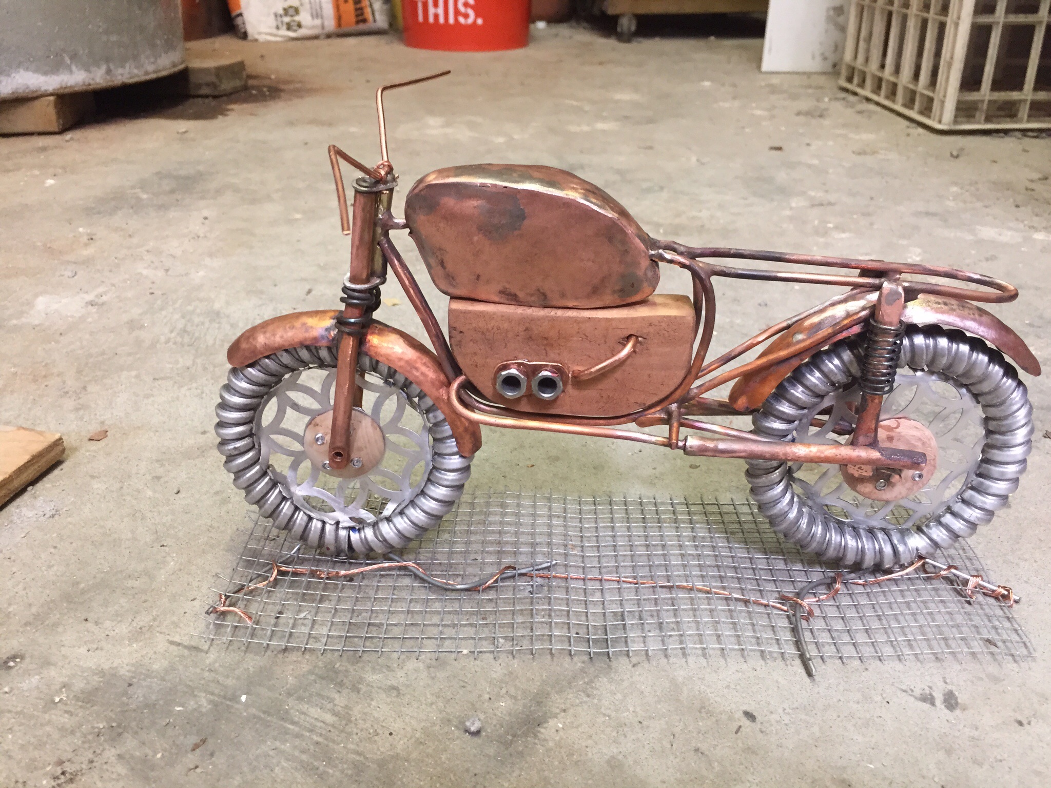 Art doll motorcycle ready to get a concrete base