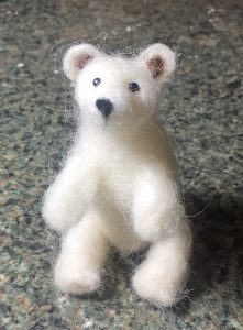 needle felted polar bear ornament