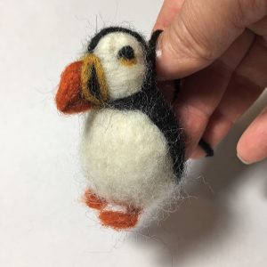 Needle felted puffin ornament