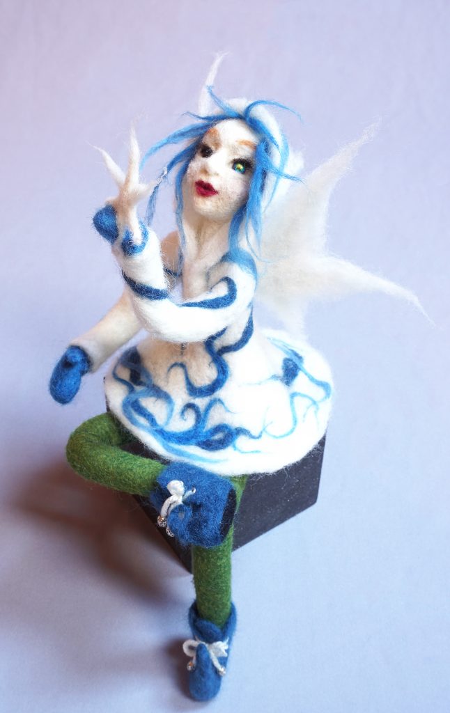 needle felted art doll "Eirlys", seated figure