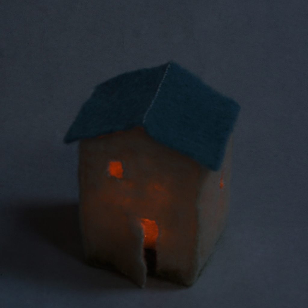 miniature needle felted house lantern