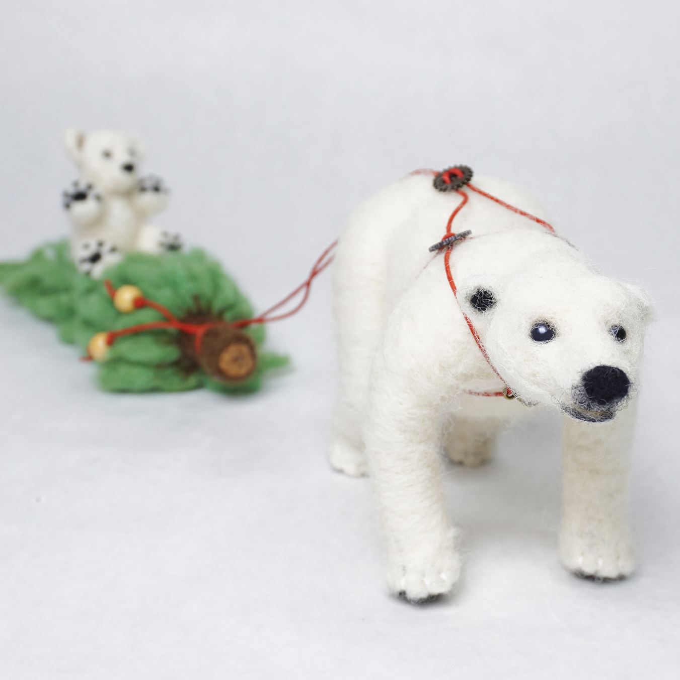 Happily Hauling. Anthropomorphic polar bear sculpture