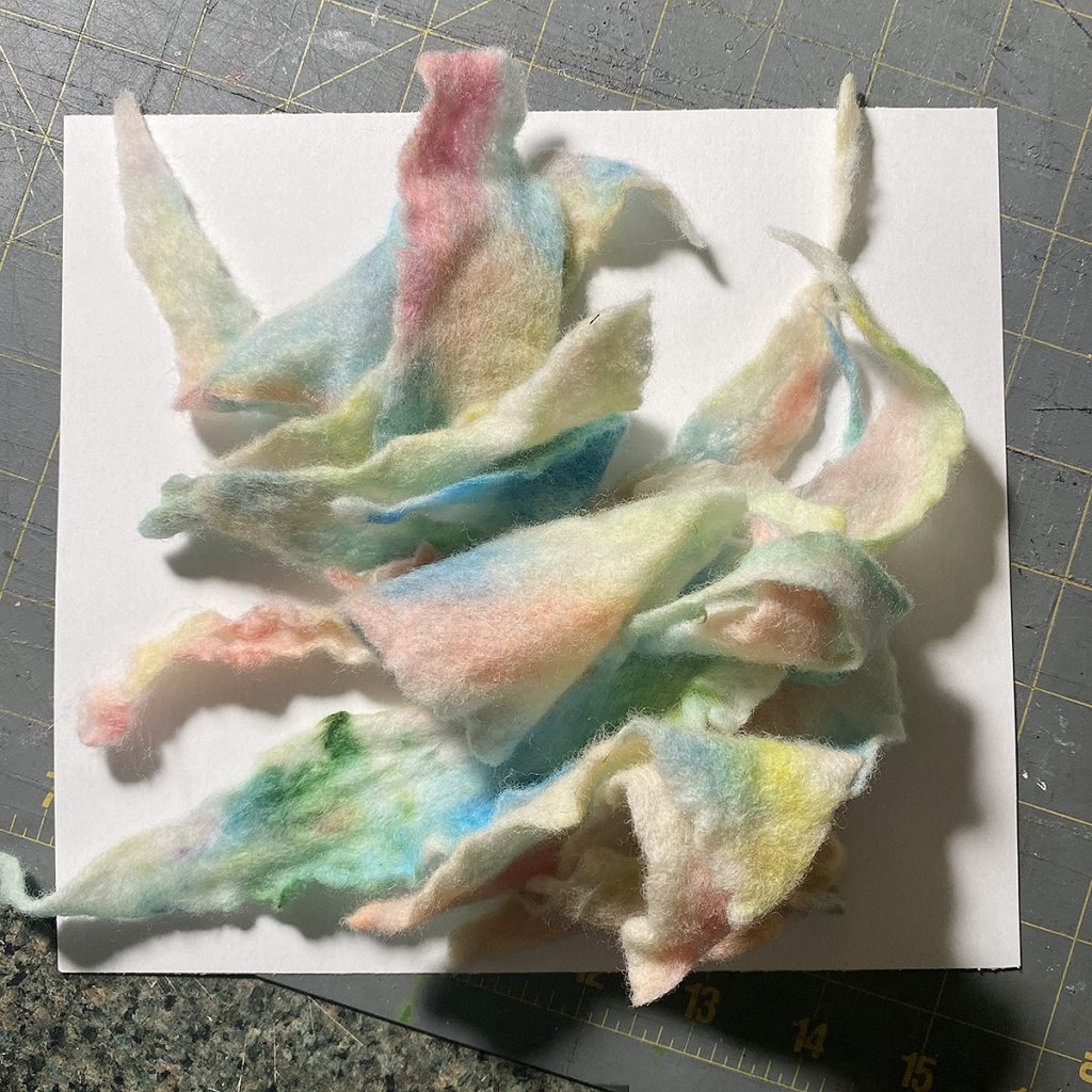 Tie dye process 6 - finished dyed prefelt