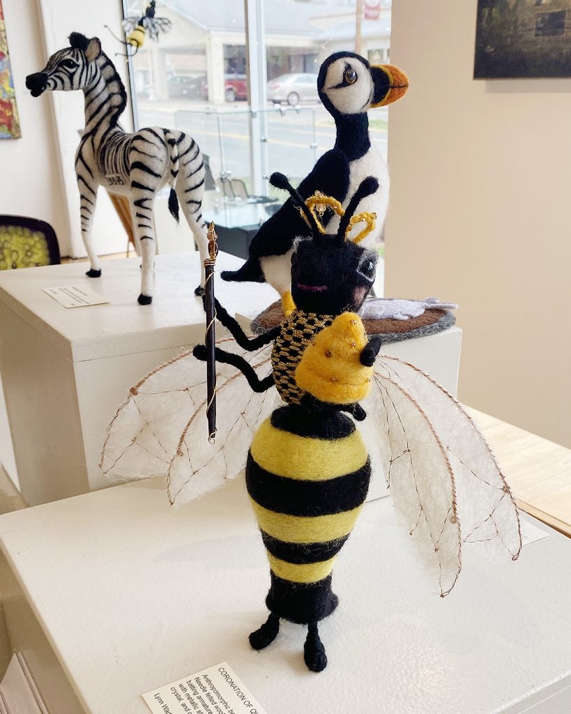 Coronation of Queen Bee (anthropomorphic bee sculpture) at the Hillsborough Gallery of Arts